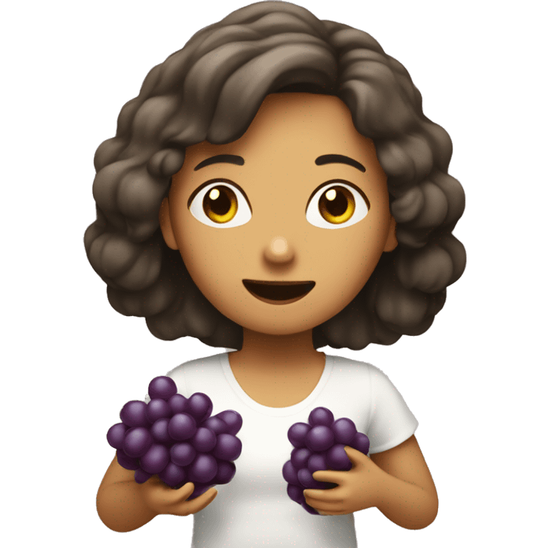 A girl eats grapes. emoji