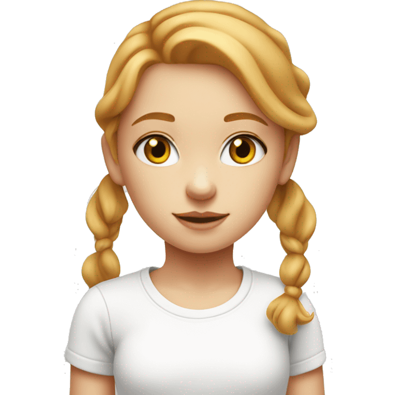 Strawberry blonde girl in white t shirt with central heterochromia eyes emoji