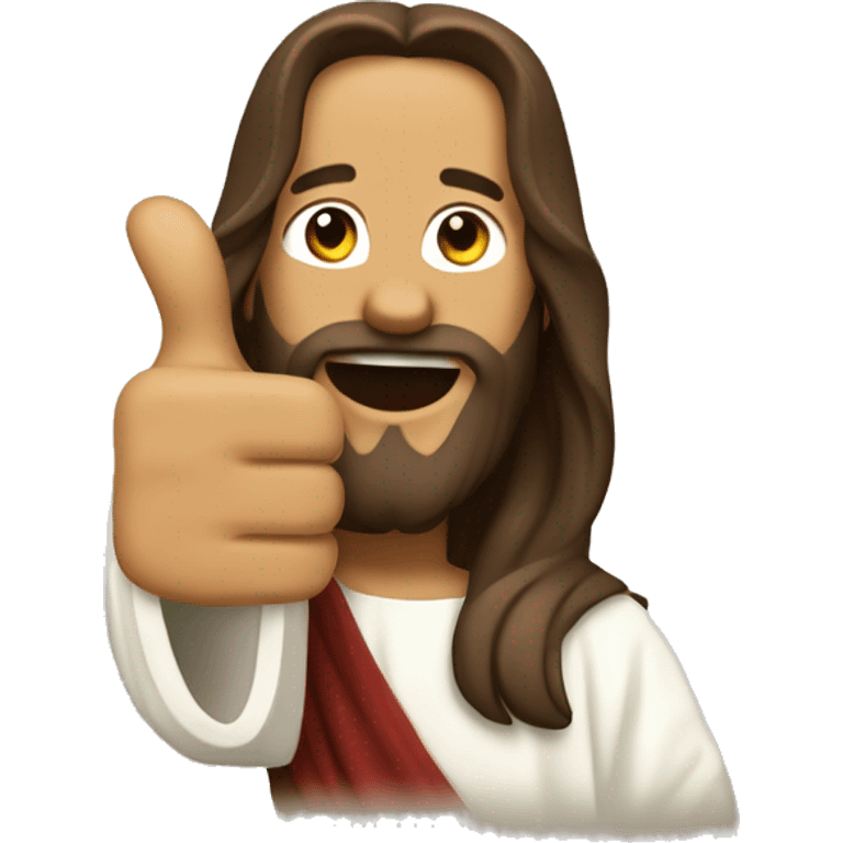 Create an image of Jesus giving a thumbs up emoji