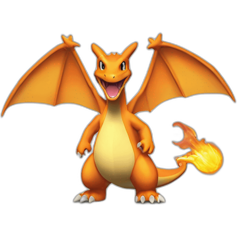 Charizard de face debout sur 2 pates féroce emoji