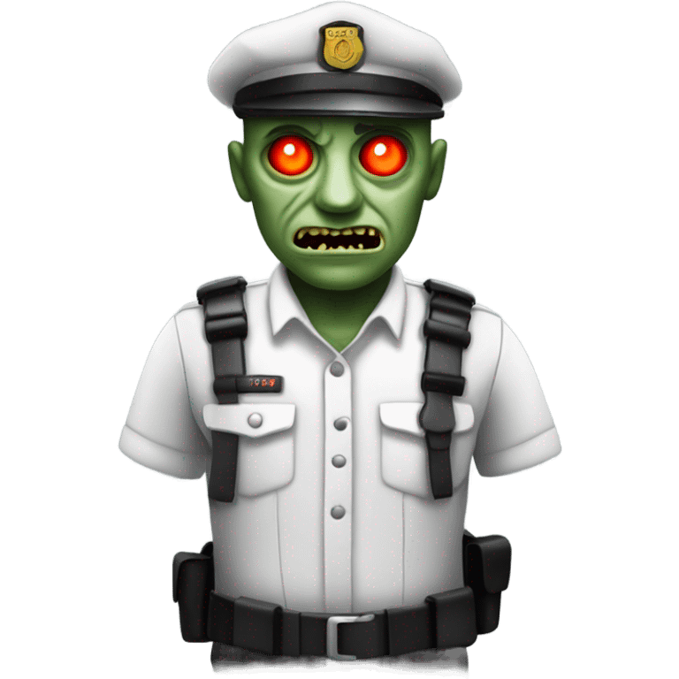 Zombie prison warden with glowing red eyes emoji