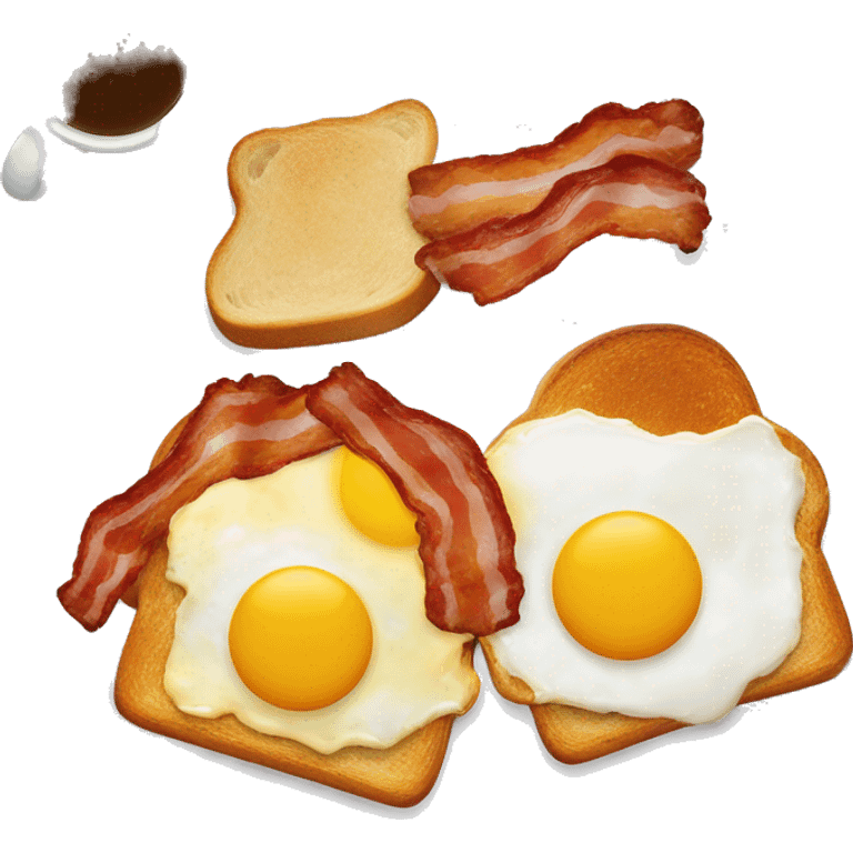 “Two fried eggs, crispy bacon, and buttered toast on a plate.” emoji