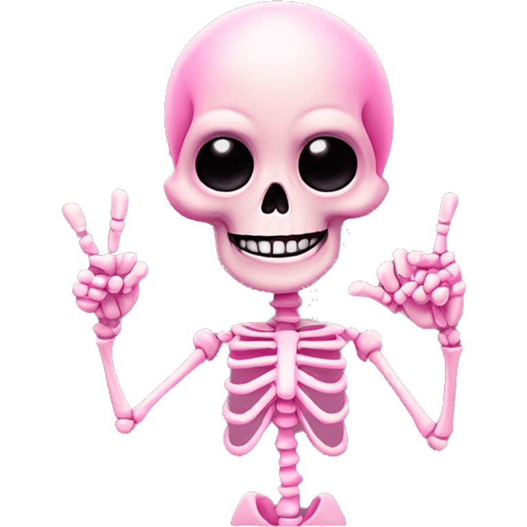 Cute pink skeleton giving the middle finger emoji