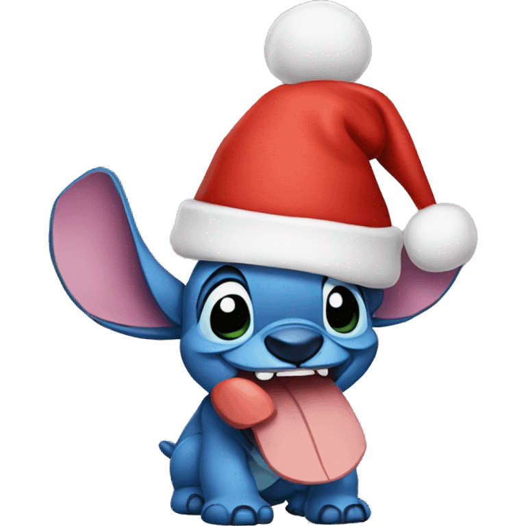 Stitch wearing Christmas hat  emoji