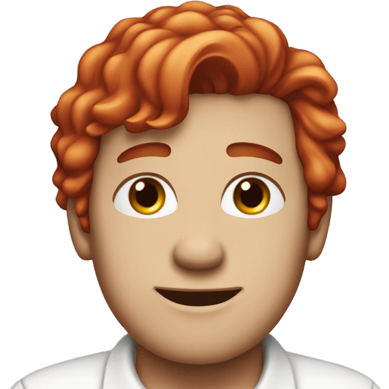 male in white collared shirt with bright red hair emoji