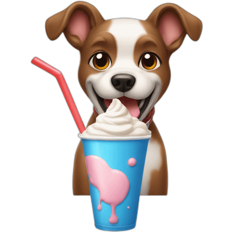 Dog drinking milkshake emoji