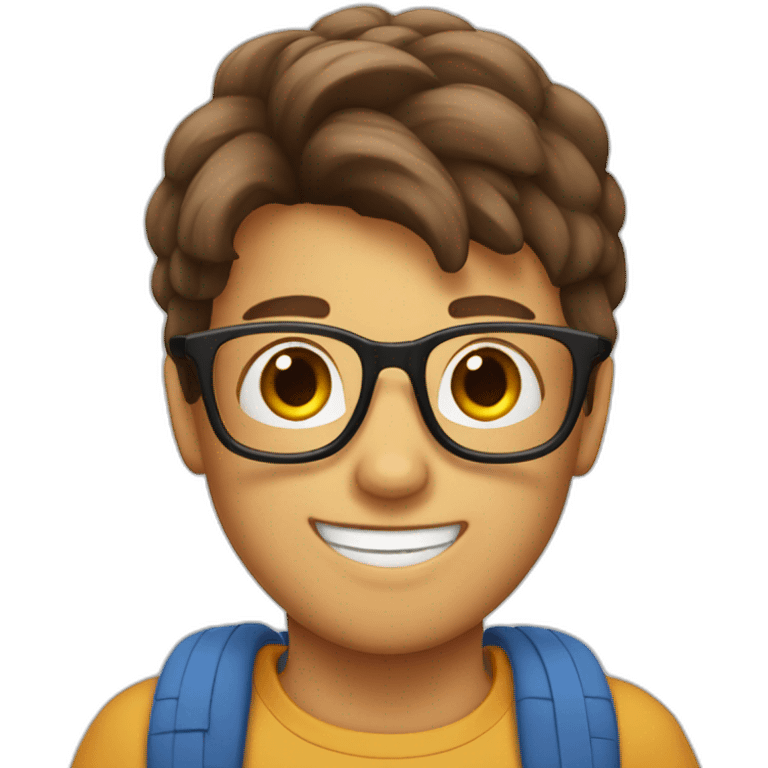 Boy with Long brown haired tied in a tail double thumbs up and wearing glasses emoji