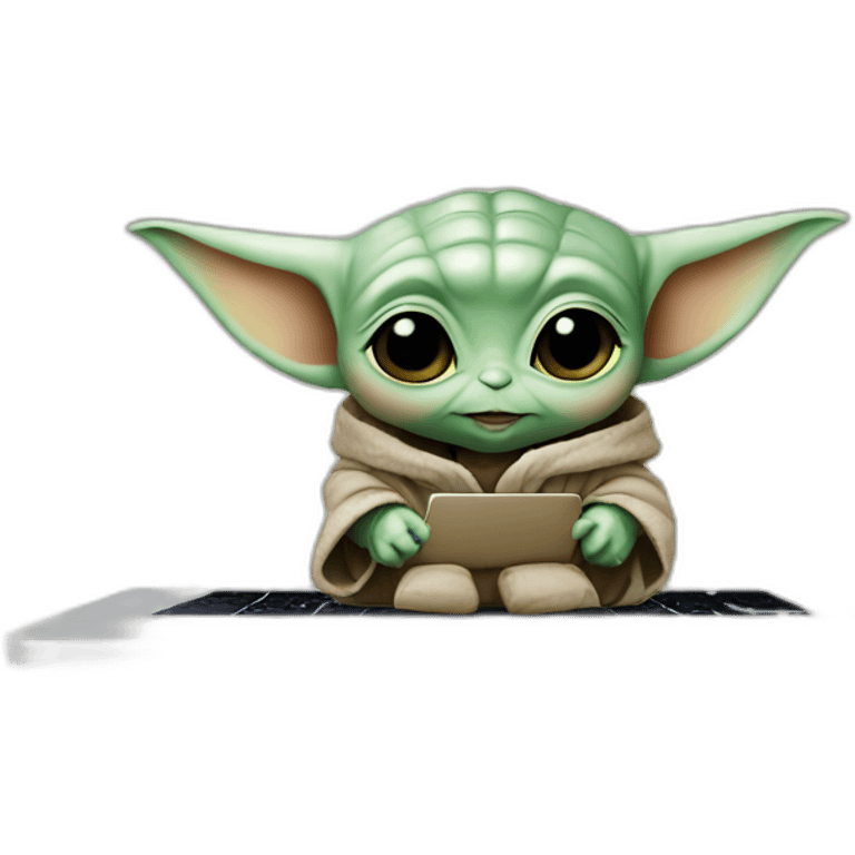 BABY YODA WITH MACBOOK emoji