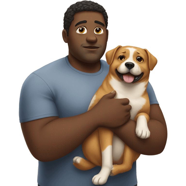 fat black guy holding a dog emoji