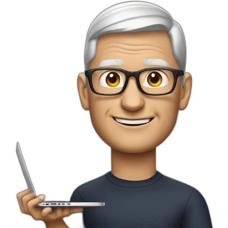 tim cook with macbook pro emoji