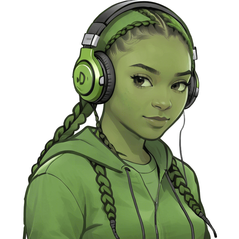 Black teen girl DJ with braids emoji