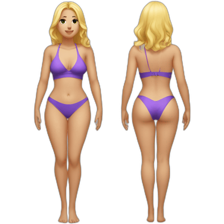 Slim-Thicc woman swimsuit posing full body (blonde, perfect body, hourglass figure) emoji