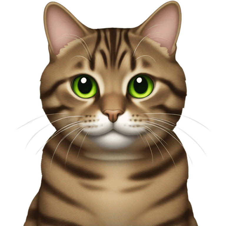 Fat brown tabby with green eyes cat emoji