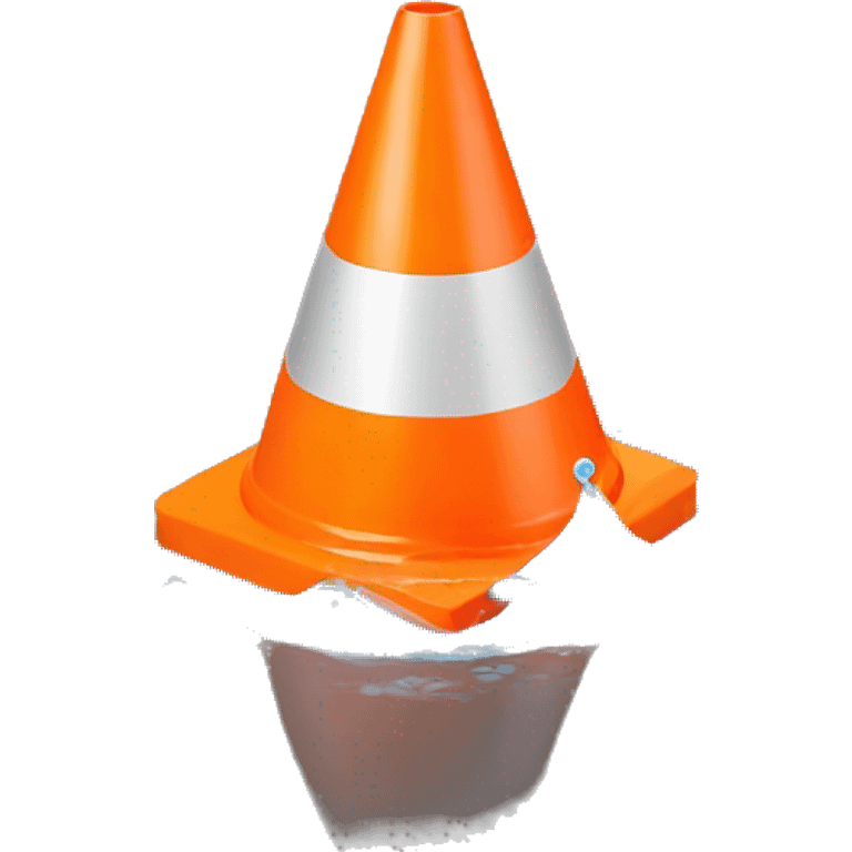 Grey Traffic cone with in water  emoji