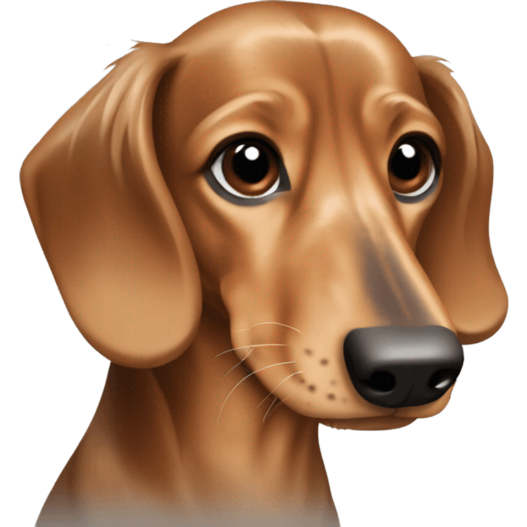 light brown long haired dachshund with dark brown and light grey spots emoji