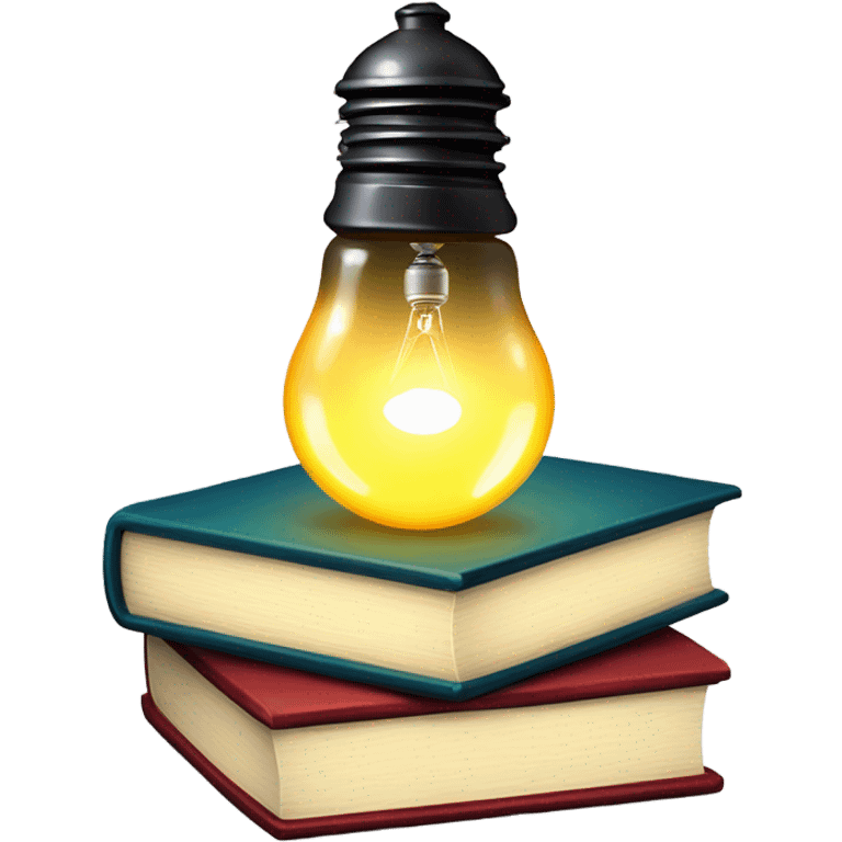 Stack of books with a lightbulb on top, representing knowledge and effort. emoji