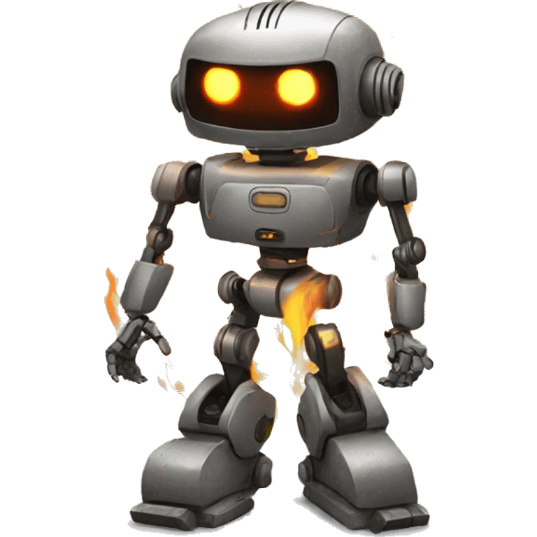 the robot is on fire after the battle emoji