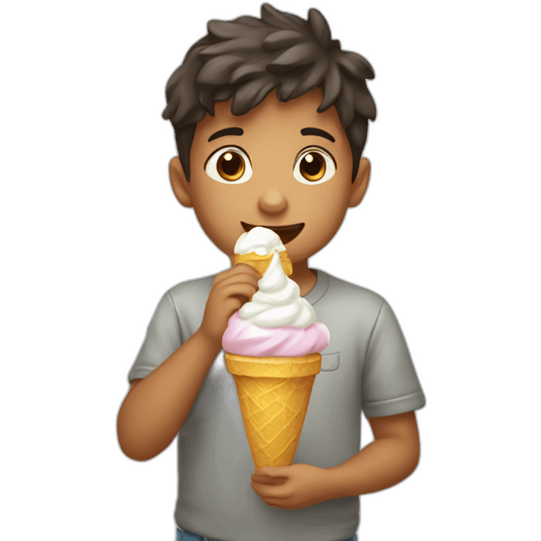 Niño tomando helado emoji