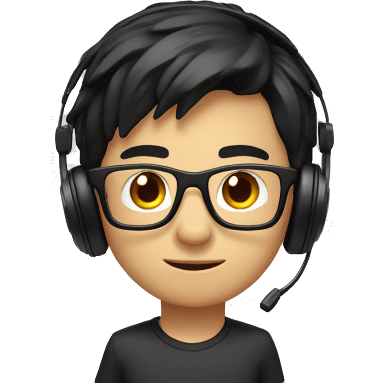 GAMING Boy With black hair, Headset And Glasses emoji