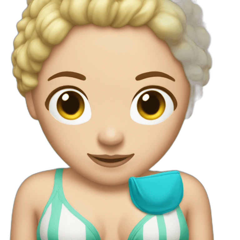 soft-fit Caucasian woman bikini (beach body) bed emoji