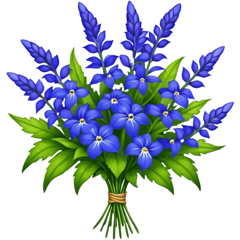 luxuriant, big bouquet Lobelia, stem, leaf emoji