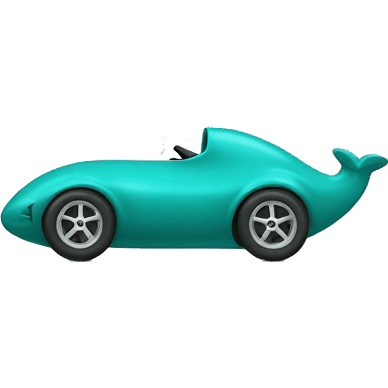 teal seal zooming along in teal racecar side view emoji