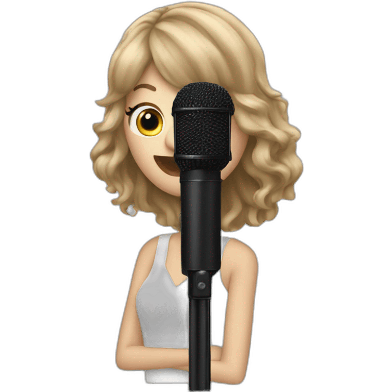 Taylor Swift singing into a black microphone emoji