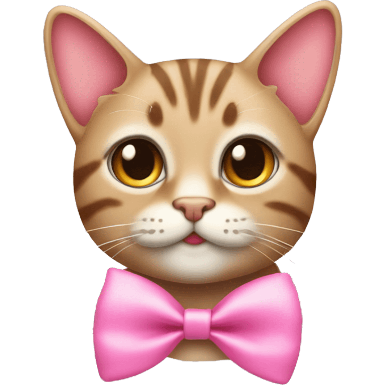 Cute tabby cat with pink coquette bow emoji