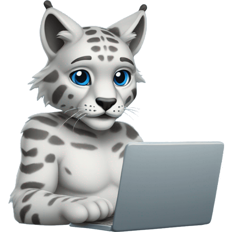 A blue lynx with a laptop emoji