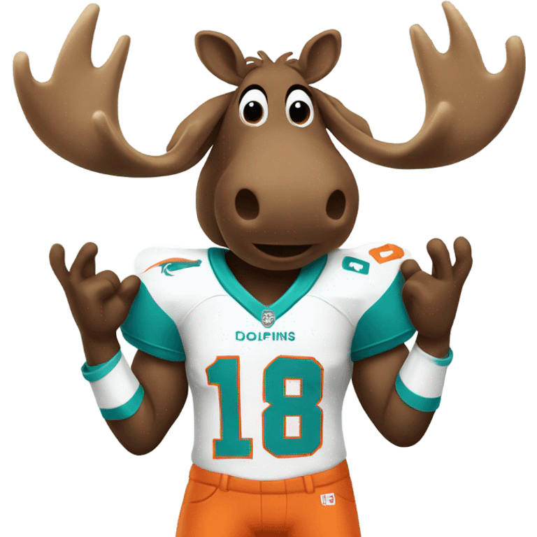 Moose with Miami dolphins jersey emoji