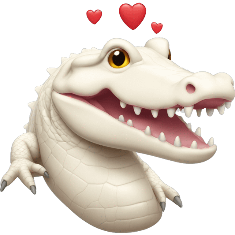 albino alligator with hearts above its head emoji