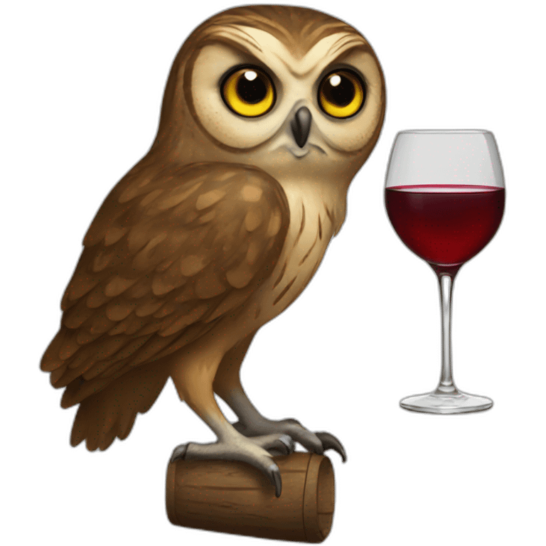 Owl drinking wine emoji