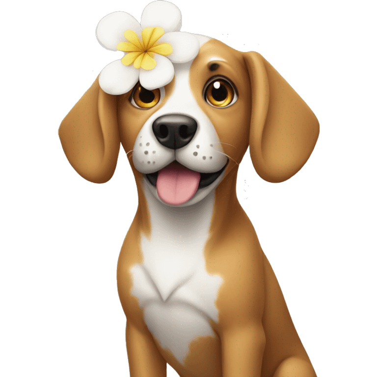 dog with a flower emoji