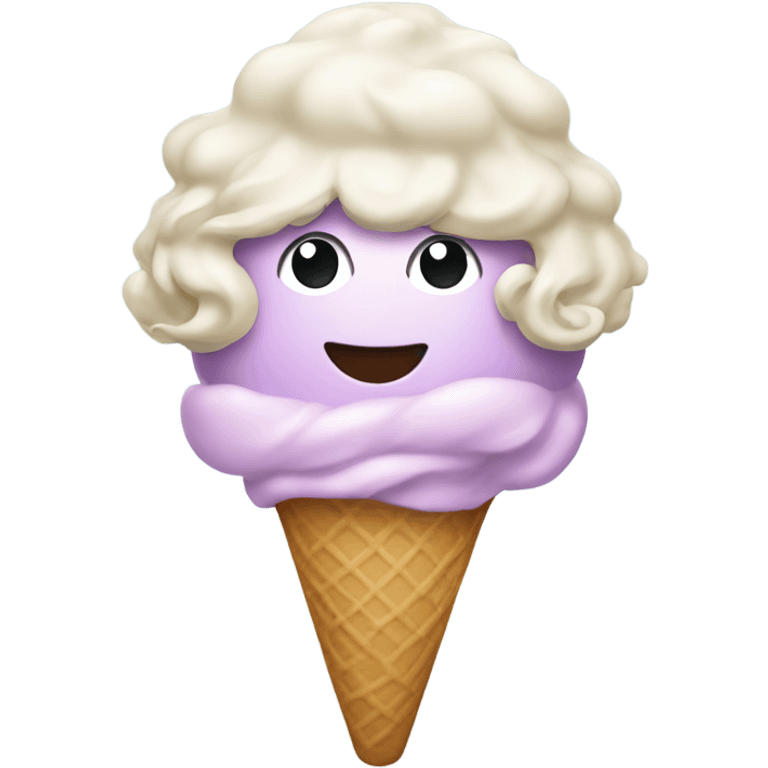 Ice cream with a wig emoji