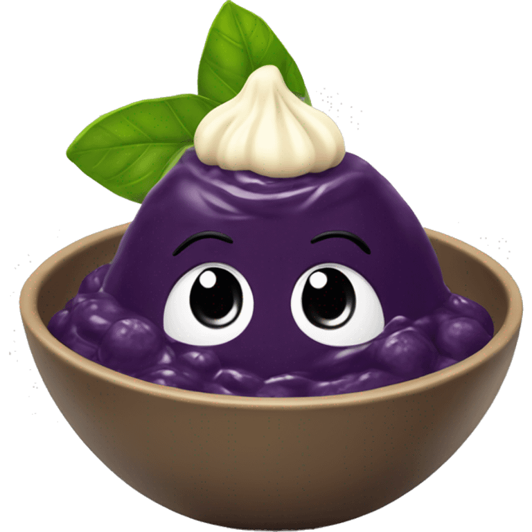 Açaí in a bowl with condensed milk and ninho on top of it emoji