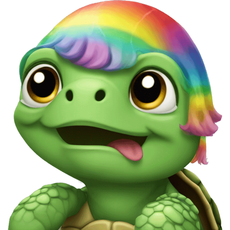 Turtle with rainbow hair emoji