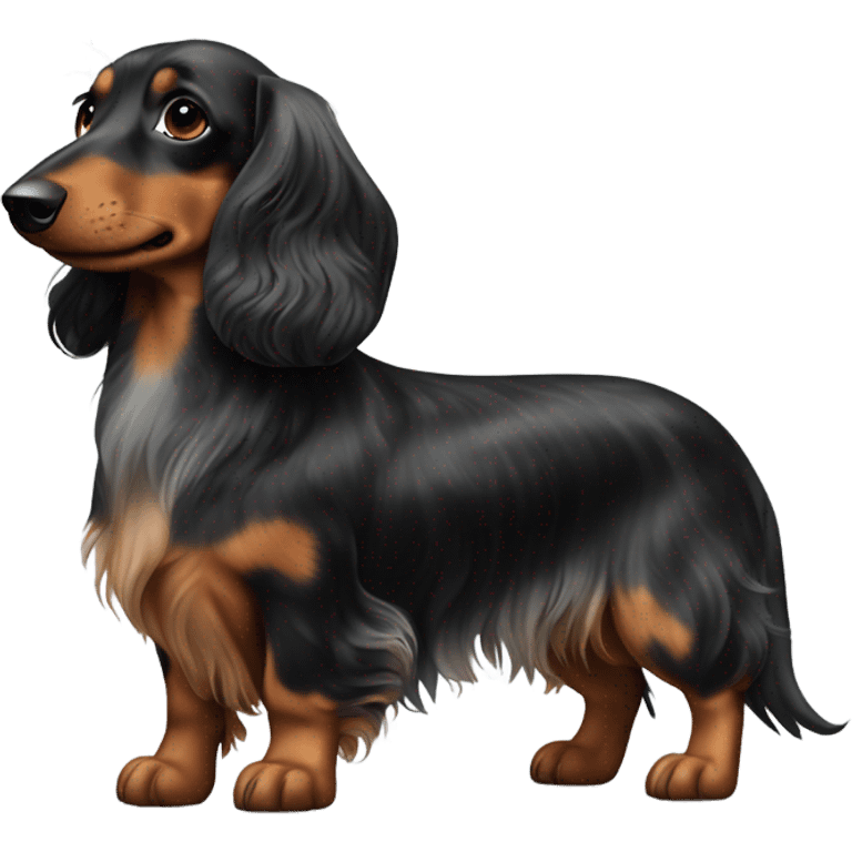 Longhaired black merle dachs in full body emoji