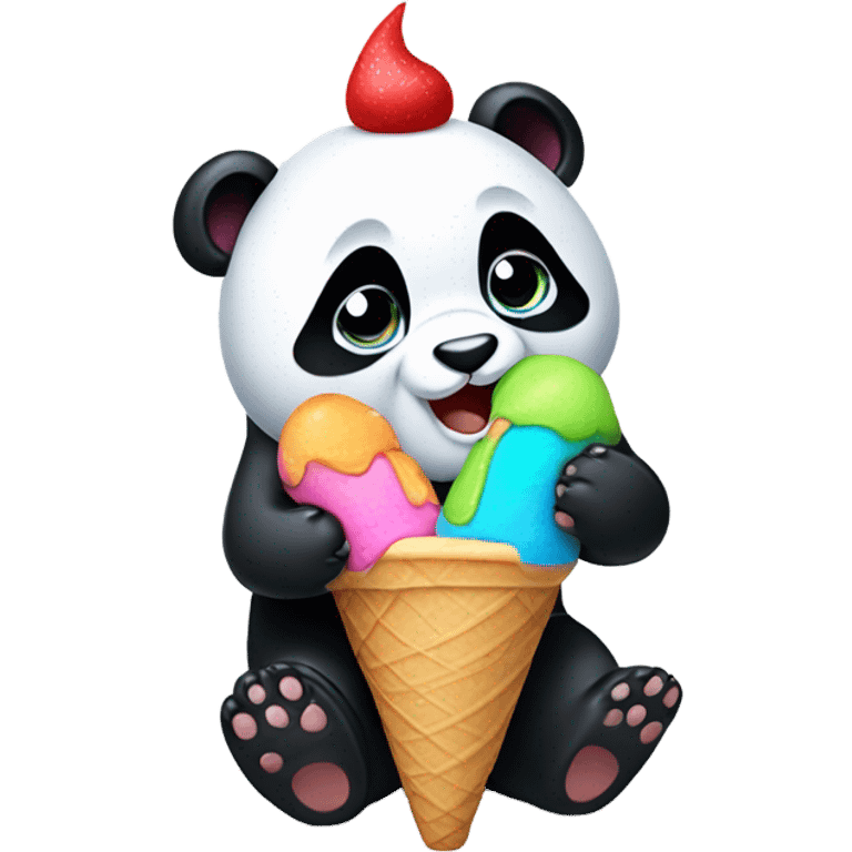 Panda eating ice cream emoji