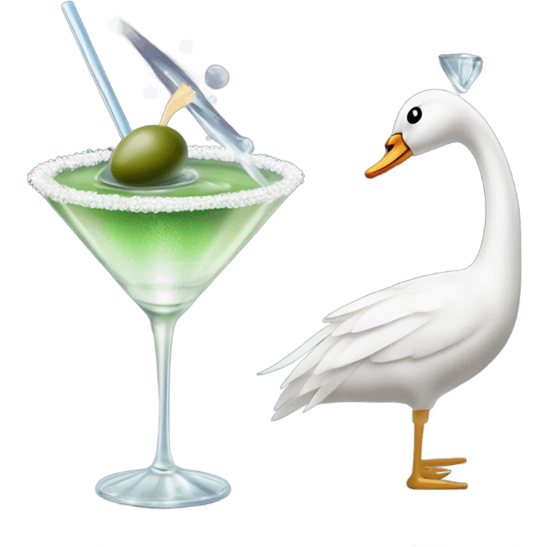 A martini with a posh swan emoji