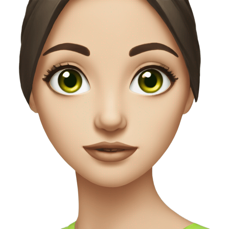 Beautiful Russian girl green eyes very long dark brown hair  emoji