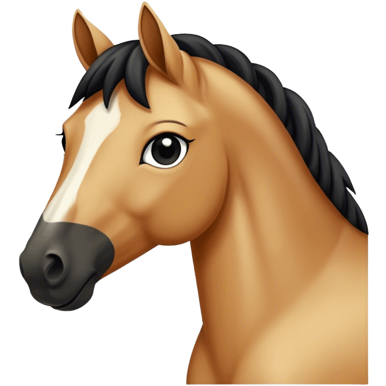 Tan horse with black stripe down its mane emoji