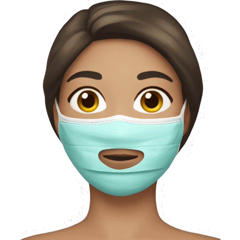 brunette Woman with beauty face mask emoji