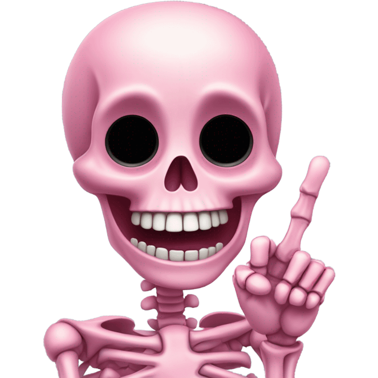 Cute pink skeleton giving the middle finger emoji