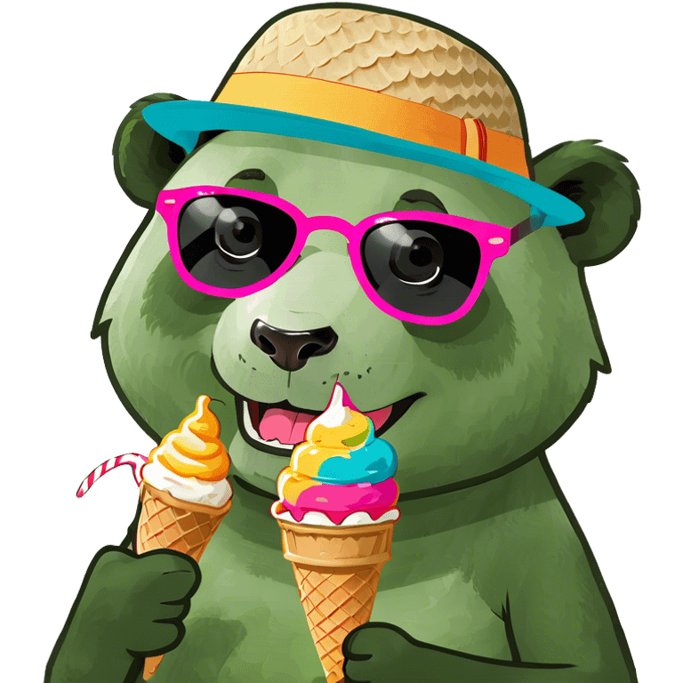 Panda eating ice cream emoji