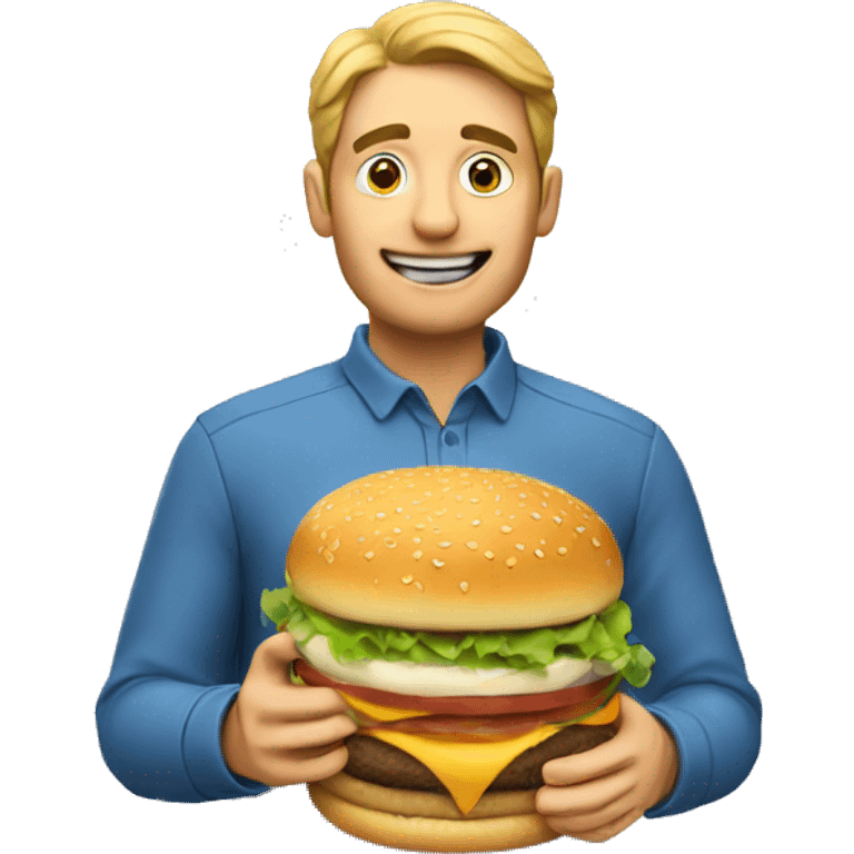 A man eating a hamburger emoji