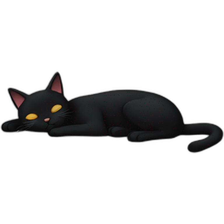 a sleeping black cat on this bed emoji