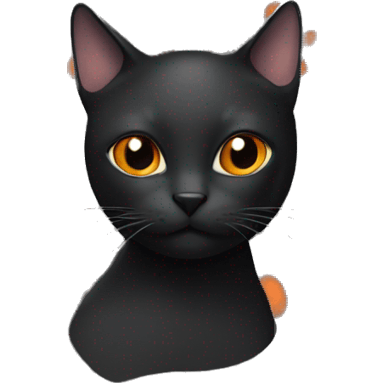 Black cat face with orange stripe emoji