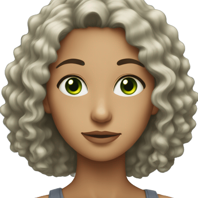 woman with curly black hair and green eyes emoji