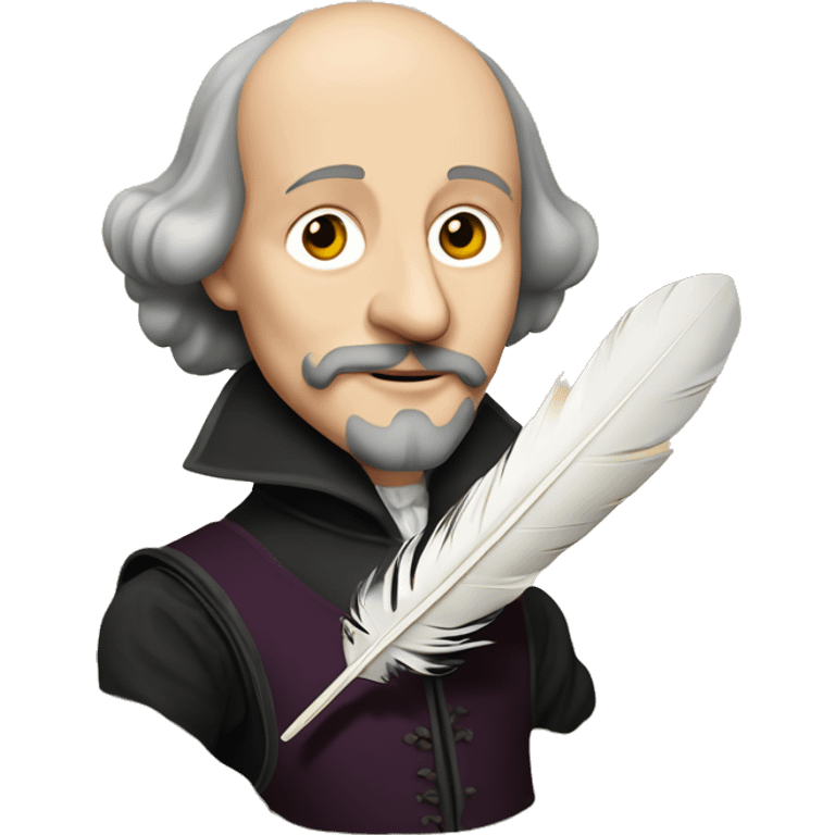 William Shakespeare holds a feather in his hand emoji