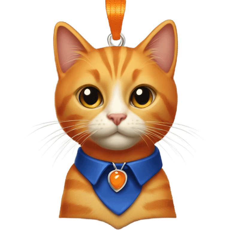  and orange cat with dark blue collar with orange pendant emoji